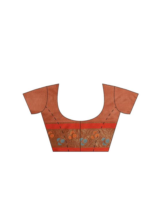 solid plain saree with blouse - 16380895 - Zoom Image - 3