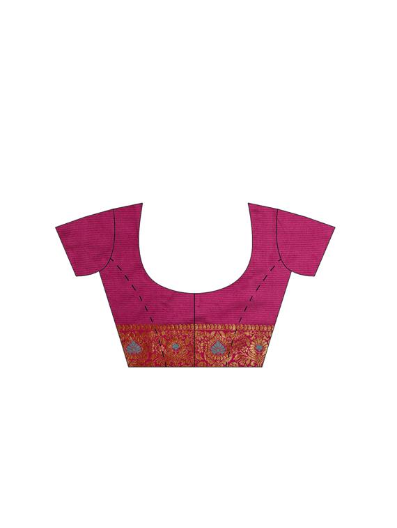 solid plain saree with blouse - 16380897 - Zoom Image - 3