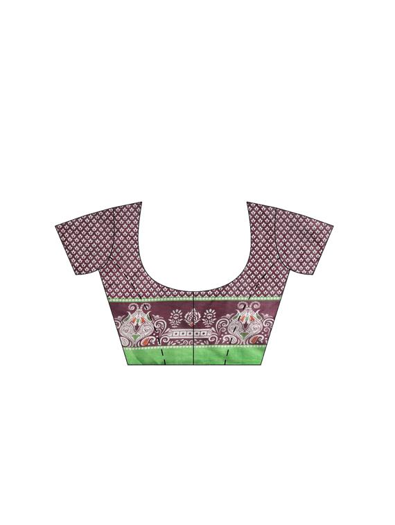 purple silk blend printed saree with blouse - 16380903 - Zoom Image - 3
