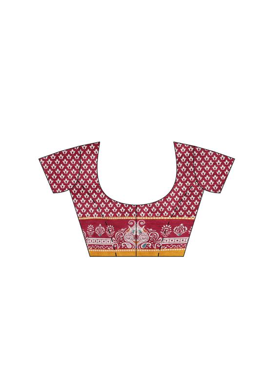 maroon silk blend printed saree with blouse - 16380904 - Zoom Image - 3