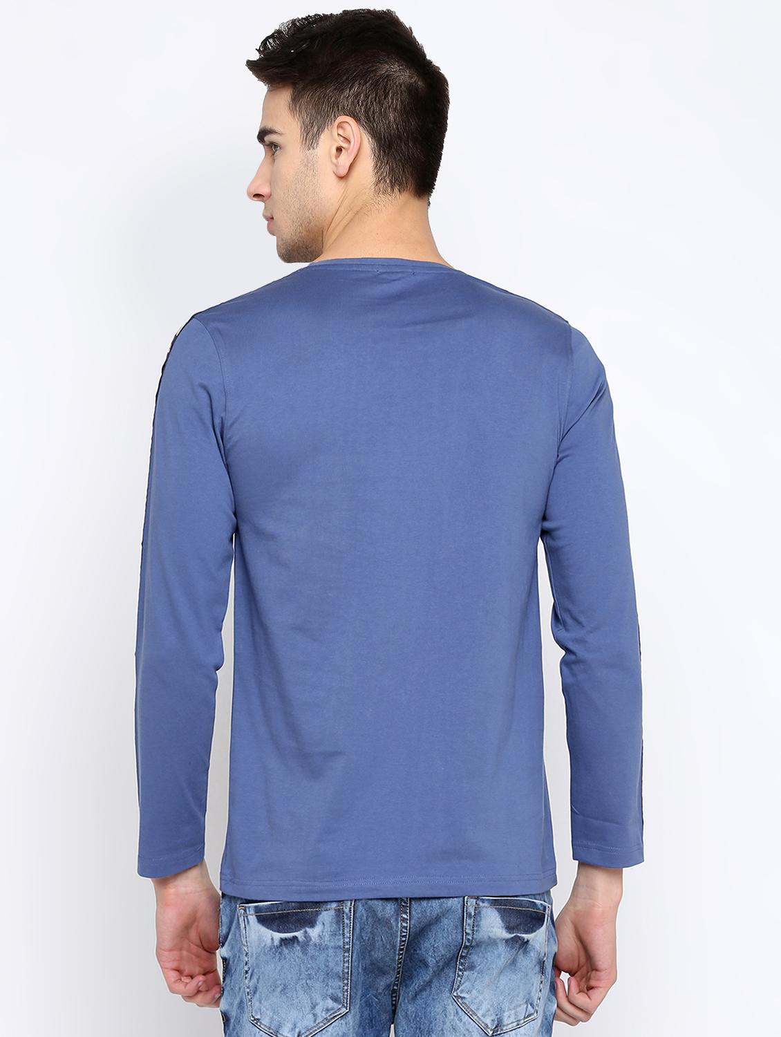light blue cotton chest print tshirt - 16381210 - Zoom Image - 3