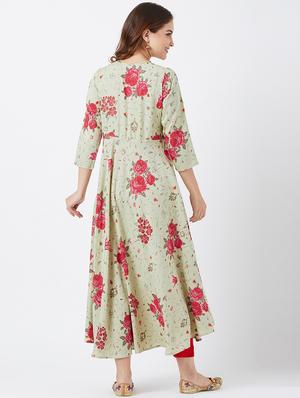 floral flared kurta - 16381910 - Standard Image - 3