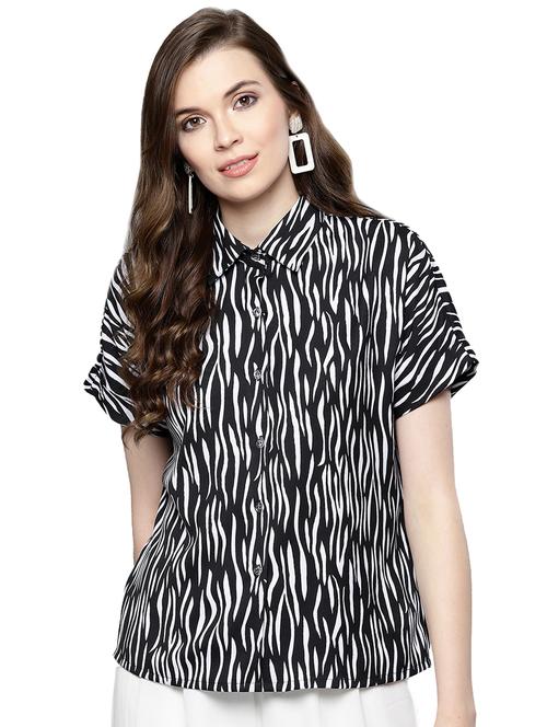 short sleeved monochrome shirt - 16382633 - Standard Image - 1