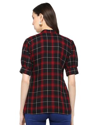 button detail checkered top - 16382703 - Standard Image - 3