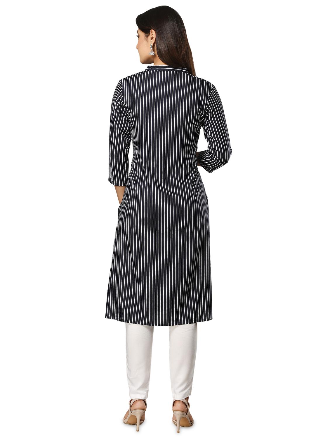 striped straight kurta - 16384268 - Zoom Image - 3