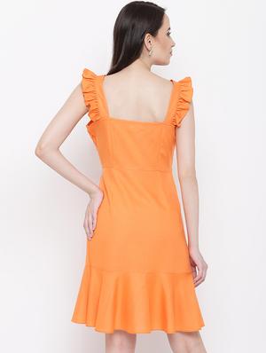 frill trim solid a-line dress - 16386554 - Standard Image - 3