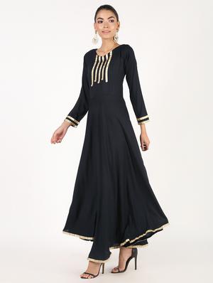 gota lace flared kurta - 16386957 - Standard Image - 3