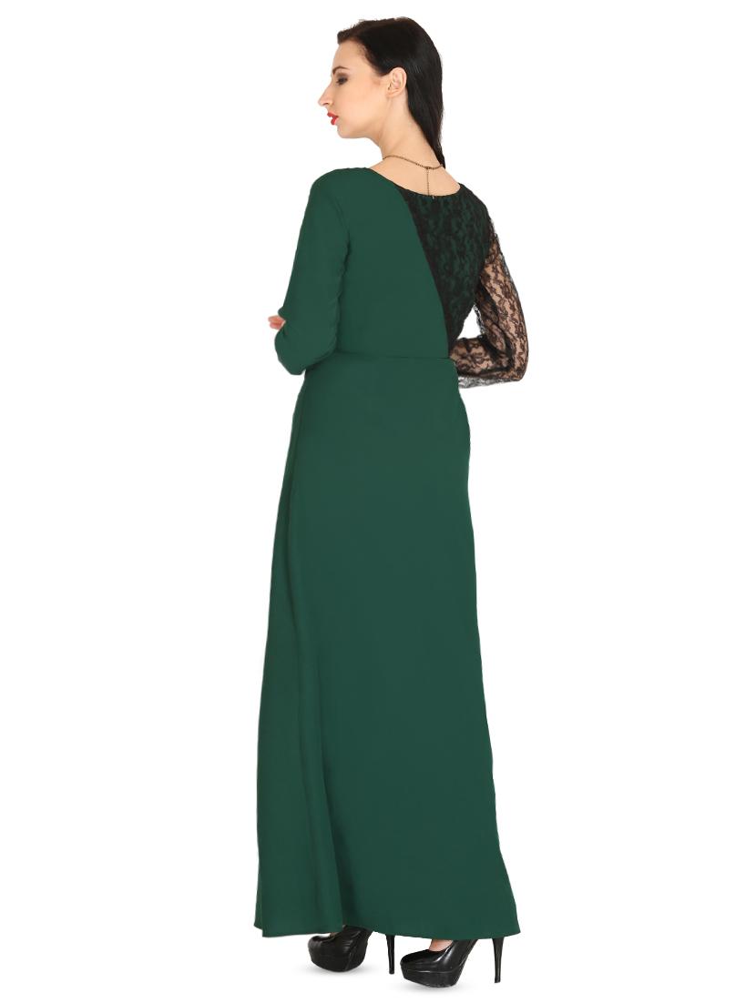 round neck lace detail gown - 16389131 - Zoom Image - 3