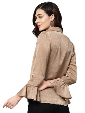 cowl neck flute sleeved top - 16389702 - Standard Image - 3
