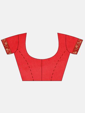 red georgette embroidered saree with blouse - 16389883 - Standard Image - 3