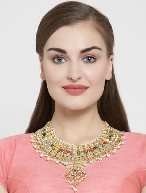multi colored bridal necklace - 16391731 - Standard Image - 3