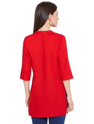 solid pintucks straight kurti - 16391866 - Standard Image - 3