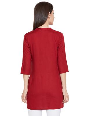 solid pintucks straight kurti - 16391871 - Standard Image - 3