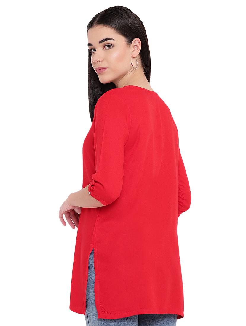 solid straight kurti - 16391882 - Zoom Image - 3