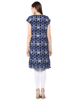 geometrical printed straight kurta - 16396599 - Standard Image - 3