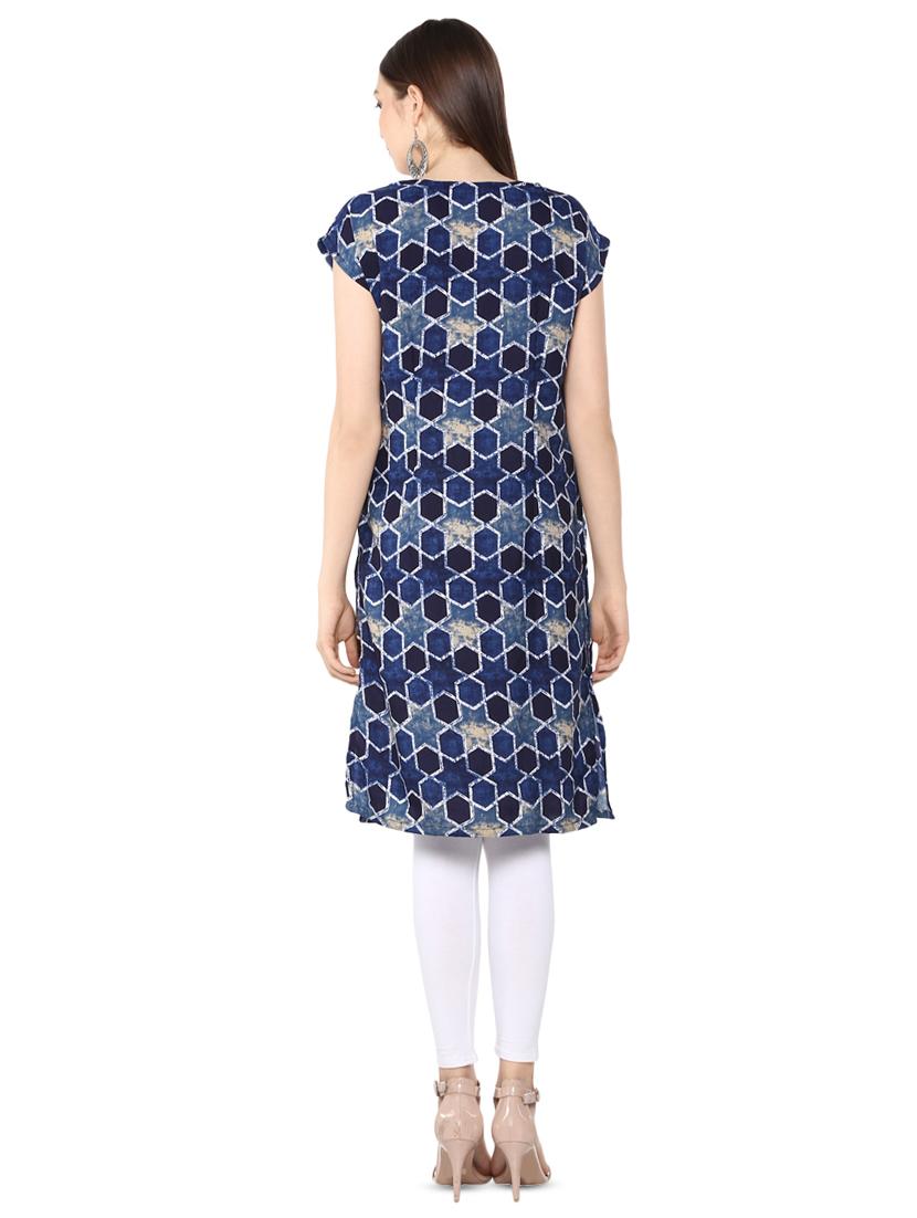 geometrical printed straight kurta - 16396599 - Zoom Image - 3
