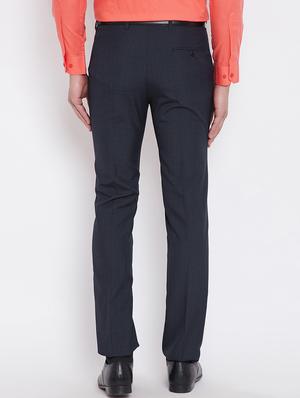 black solid flat front formal trousers - 16396842 - Standard Image - 3