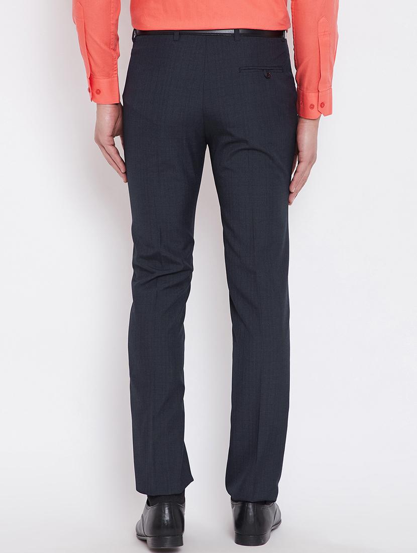 black solid flat front formal trousers - 16396842 - Zoom Image - 3