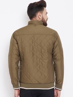 brown solid quilted jacket - 16396876 - Standard Image - 3
