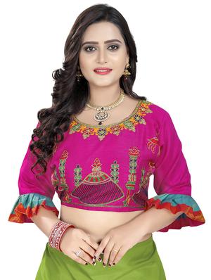 tonal shades embroidered saree with blouse - 16398833 - Standard Image - 3