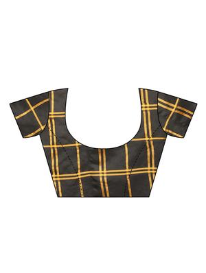 checkered printed half & half saree with blouse - 16399310 - Standard Image - 3