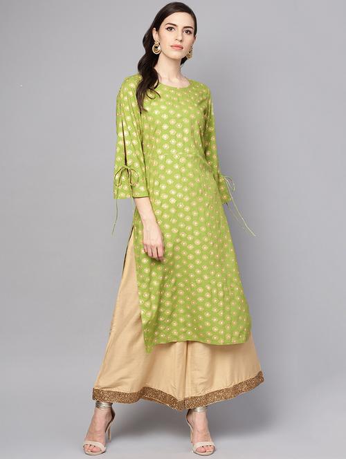 block print straight kurta - 16399456 - Standard Image - 1