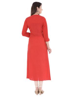 embroidered a-line kurta - 16401704 - Standard Image - 3