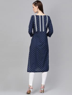 polka dots straight kurta - 16402089 - Standard Image - 3
