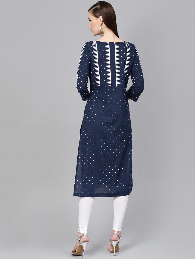polka dots straight kurta - 16402089 - Zoom Image - 3