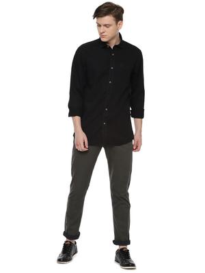 black solid casual shirt - 16402400 - Standard Image - 3