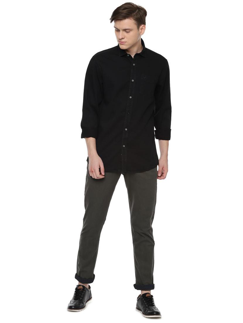 black solid casual shirt - 16402400 - Zoom Image - 3