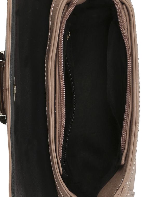 brown leatherette (pu) regular sling bag - 16403041 - Zoom Image - 3