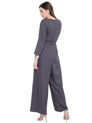 tie front solid jumpsuit - 16405388 - Standard Image - 3