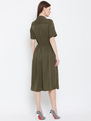 drawstring button detail flared dress - 16405398 - Standard Image - 3