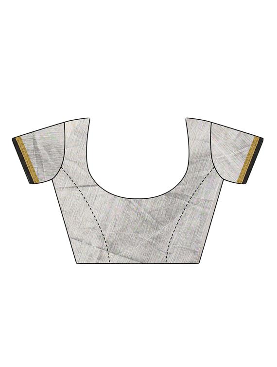 solid woven saree with blouse - 16405467 - Zoom Image - 3