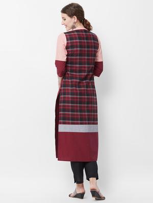 color block straight kurta - 16406672 - Standard Image - 3