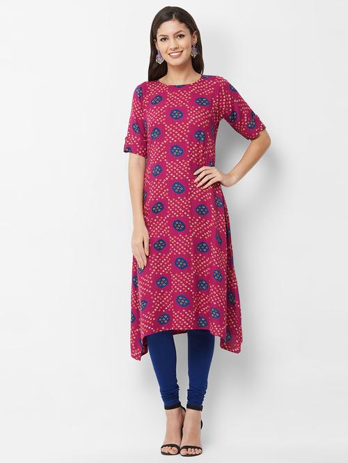 bandhani print a-line kurta - 16406720 - Very Small Image - 1