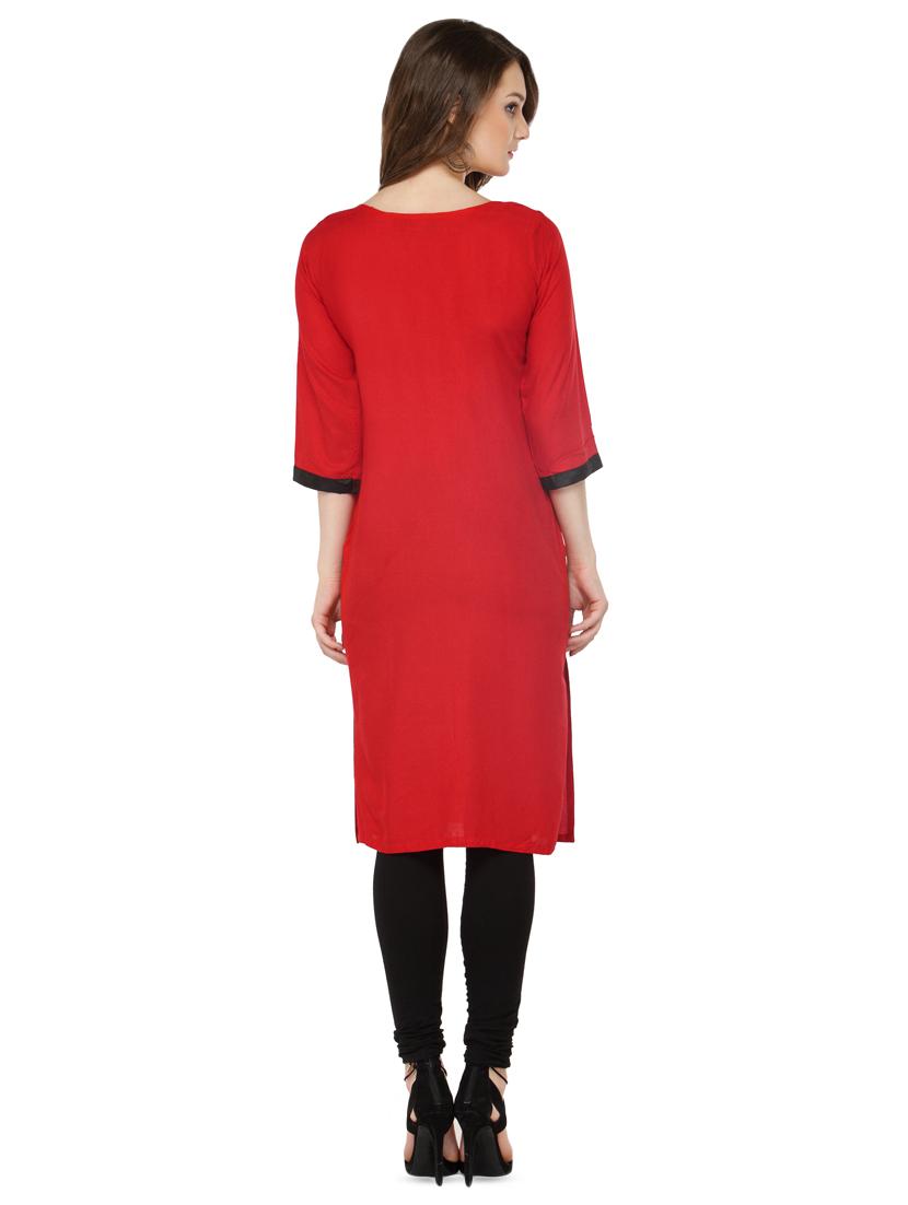 solid straight kurta - 16407088 - Zoom Image - 3