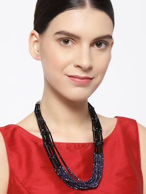 blue metal short necklace - 16407157 - Standard Image - 3