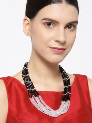 white metal short necklace - 16407159 - Standard Image - 3