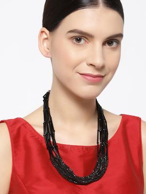 black metal short necklace - 16407162 - Standard Image - 3