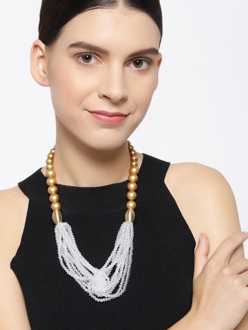 white metal short necklace - 16407163 - Zoom Image - 3