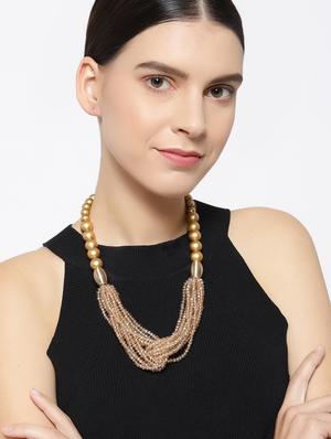 beige metal short necklace - 16407164 - Standard Image - 3