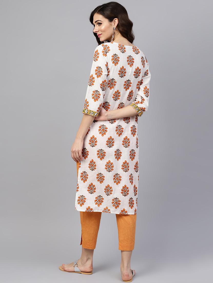 floral printed straight kurta - 16408931 - Zoom Image - 3