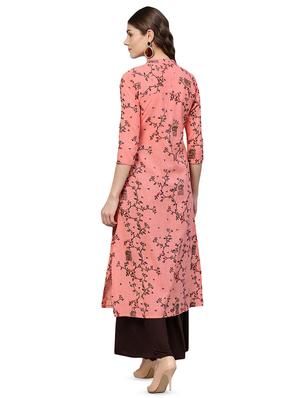 gold foil printed straight kurta - 16408966 - Standard Image - 3