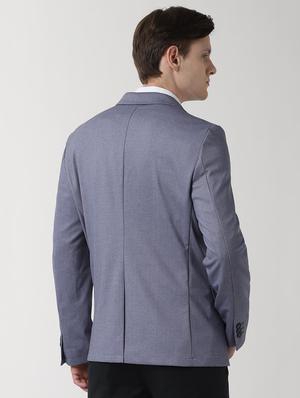 grey solid single breasted formal blazer - 16409181 - Standard Image - 3