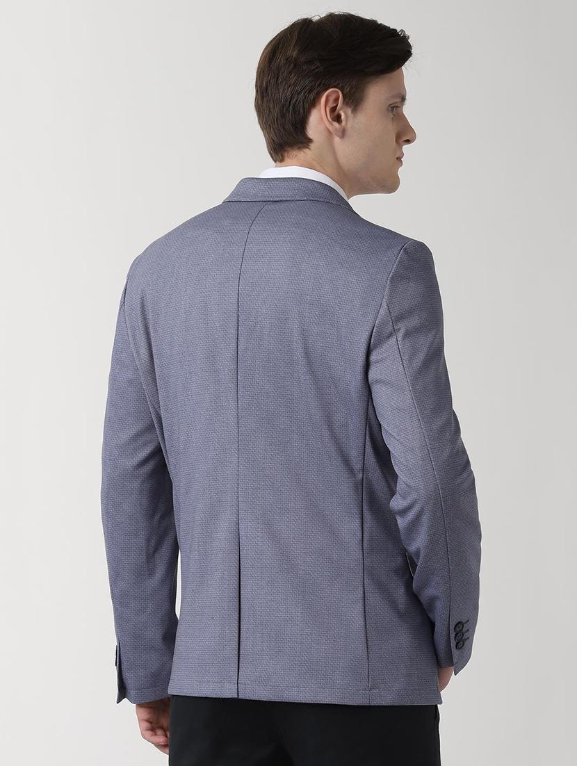 grey solid single breasted formal blazer - 16409181 - Zoom Image - 3