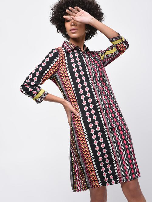 geometric printed shirt dress - 16416677 - Standard Image - 1