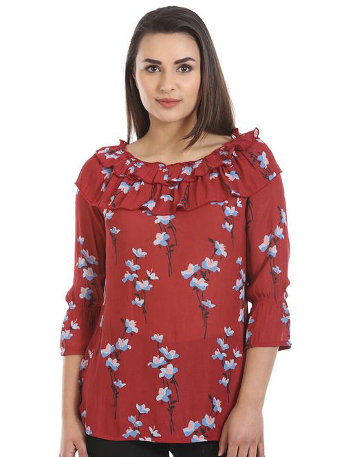 ruffle detail floral top - 16417507 - Standard Image - 1