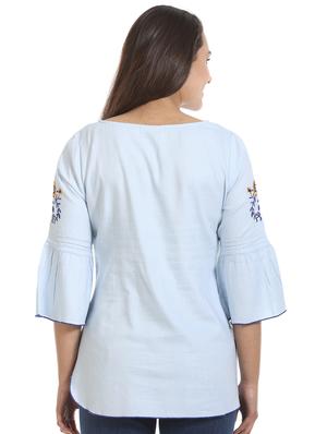 bell sleeved floral embroidered top - 16417508 - Standard Image - 3